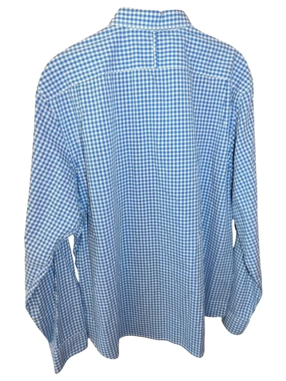 Banana Republic XL Camden Fit Blue Checked Button Shirt Custom 078 Wash Cotton